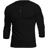 KUYIGO Men's Henley Shirts Short Long Sleeve Casual Summer Slim Fit Cotton Shirt