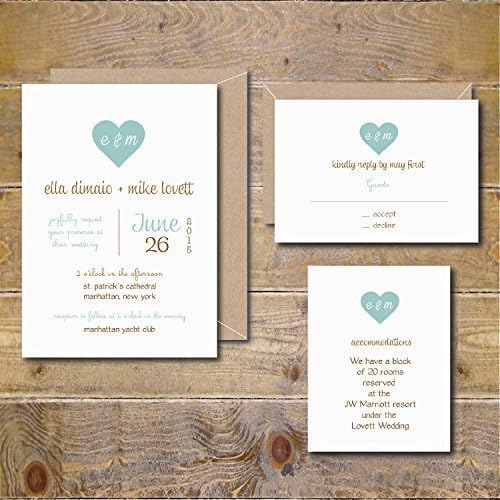 5 by 7 Wedding Invitation Suite Simple Modern Winter Spring Summer Fall Wedding Invites Set