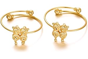 Ethlyn 2Pcs/Lot Christmas Jewelry Gifts18K Gold Plated Girls Teenagers Bracelet Bangle for granddaughter