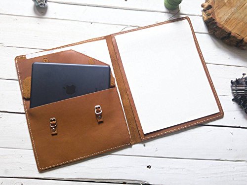 Brown Genuine Leather Padfolio elegante padfolio de piel Journal Notebook