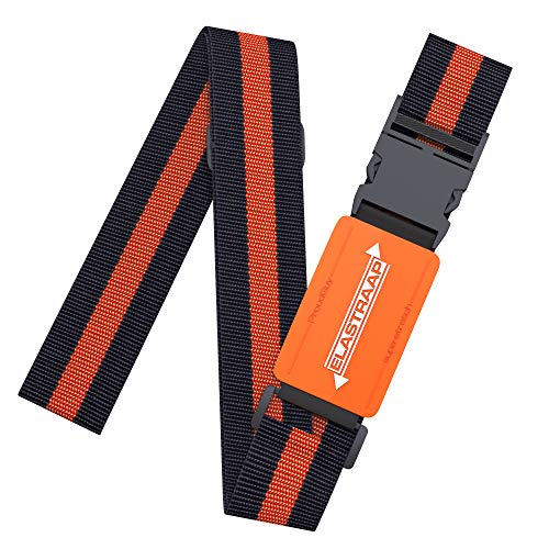 Luggage Straps, Adjustable Non-Slip Baggage Belts- Suitcase Bands For Travel Bag (1 Strap, Orange Stripe 1pk)