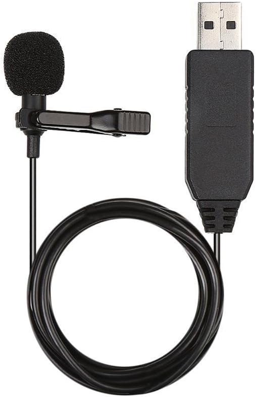 Mini Mic with USB Plug for Computer, USB Plug Interface Lapel Tie Clip Omnidirectional Condenser Microphone for Computer, Desktop, Laptop, PC (Black)