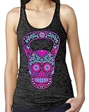 SoRock Women's Kettlebell Skull Burnout Tank Top Small Black