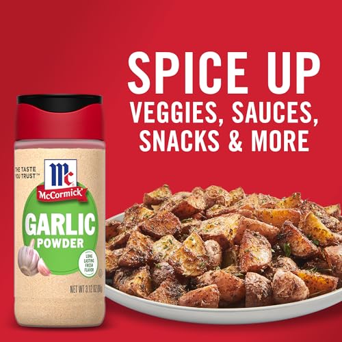 MCCORMICK GARLIC POWDER, NON GMO, MADE FROM FRESH, WHOLE GARLIC CLOVES, FOR BRINGING CONSISTENT FLAVOR TO MEALS & RECIPES, 3.12 OZ