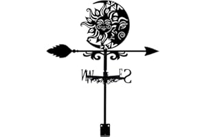 SUPERDANT Sun and Moon Weather Vane Totems Wind Vanes for Yard Metal Weathervane Roof Mount for Gardens Outside Black Weathervanes Farmhouse Farm Barn Sheds Patio Decorations Gift