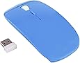 HDE Ultra-Thin Wireless Mouse 2.4GHZ Ergonomic Candy Colored Optical Mouse with USB Nano Receiver and Adjustable DPI Switch (Blue)
