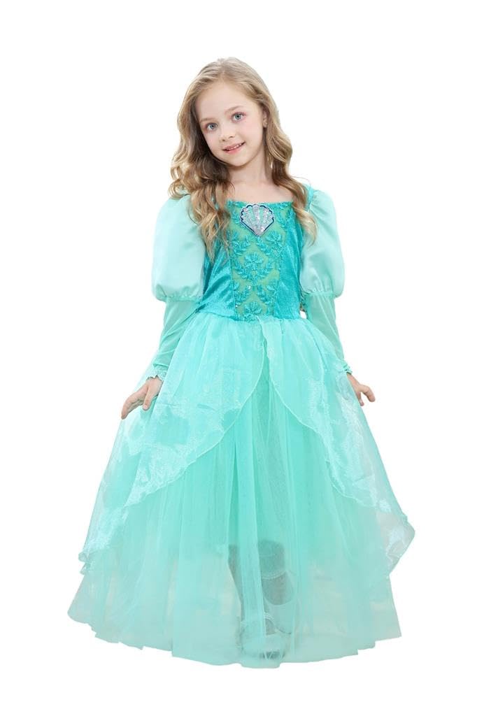 Lito Angels Princess Dress Up Costume Ariel Jasmine Mermaid Fancy Dresses Birthday Halloween Christmas Party Size 5-6 Years Green