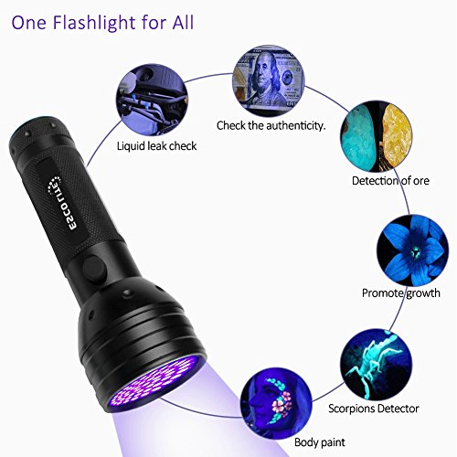 Black Light UV Flashlight, ESCO LITE UV Lights 2018 Upgraded 51 LED Ultraviolet Blacklight Flashlight Pet Urine Detector,Matching with Pet Odor Eliminator - Thumbnail 4