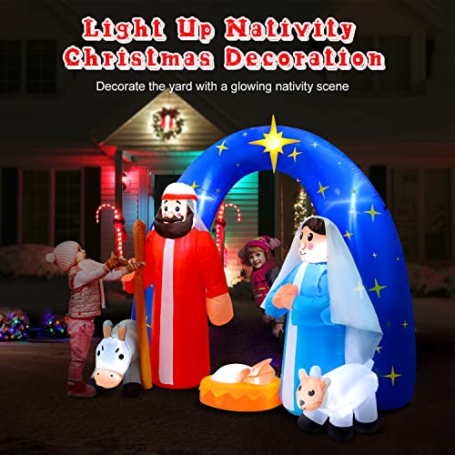 7.5Ft Inflatable Nativity Sets Scene Christmas Yard Outdoor Decorations