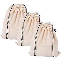 MISSLO Set of 3 Cotton Breathable Dust-proof Drawstring Storage Pouch Multi-functional Bag. Pack 3 S