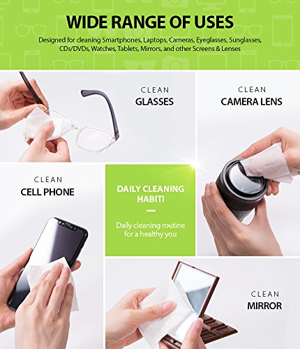 image for Ringke Screen and Lens Cleaning Wipes, 200 (50 x 4 Pack) Pre-Moistened