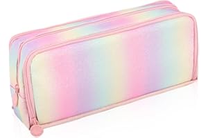 iSuperb Large Pencil Case 3 Compartments Pencil Pouch Big Capacity Pencil Bag Oxford Stationery Storage Pen Bag Cosmetic Makeup Pouch for Women