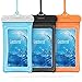 Floating Waterproof Phone Pouch, Cambond 3 Pack Waterproof Phone Case, Transparent PVC Water Proof Cell Phone Pouch Dry Bag with Lanyard for iPhone Xs Max XR X 8 7 6 Plus (Blue+Black+Orange)