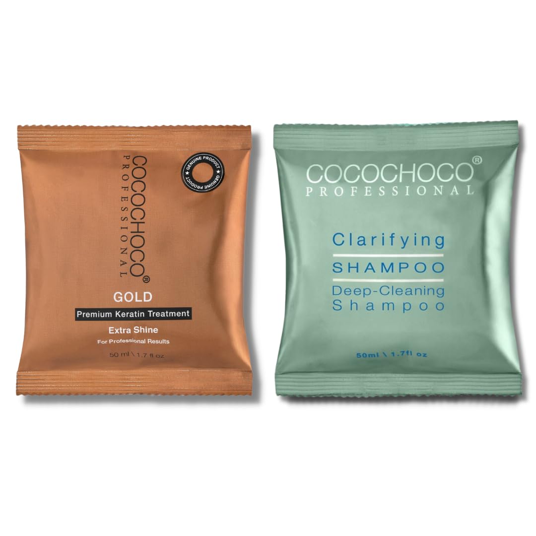Cocochoco Gold Brazilian Keratin Hair Treatment KIT 50 ml Treatment & 50 ml Clarifying Shampoo KIT