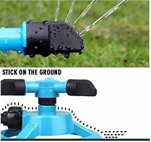 Easyflower Pratical Home Supplies Durable Rotary Three Arm Water Sprinkler Lawn Sprinklers Water Sprinkler for Garden Lawn Kids Play