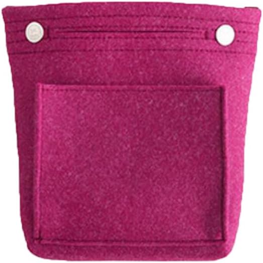 Bag in Bag Tidy Handbag Insert Organizer 5 Separate Pouch with Pull-up Handle Felt Liner Fabric Soft for Fragile Stuff (Rose)
