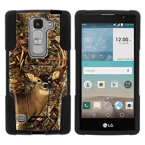 MINITURTLE Case Compatible w/ LG Escape 2 Case, LG Logos Stand Case [STRIKE IMPACT] Double Layered Hybrid Fusion Stand Case Deer Hunting Camo