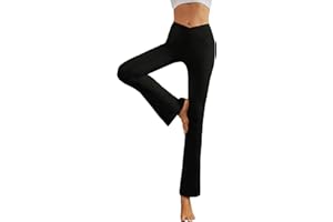 lemonsky Women's Flare Yoga Pant Cossover High Waisted Workout Casual Bootcut Leggings Tummy Control Work Pants