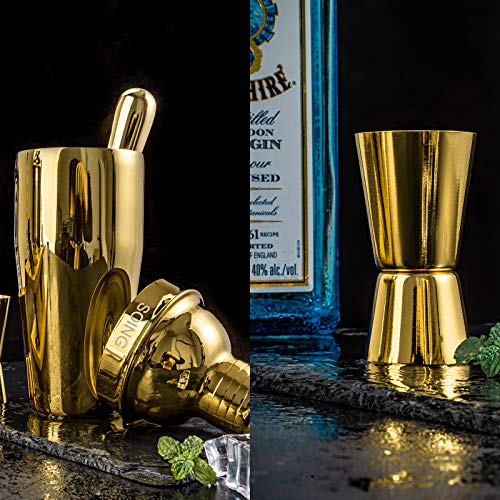 Soing Barkeeper-Set, Goldfarben, perfektes Cocktail-Shaker-Set zum Mixen von Getränken, Edelstahl-Barwerkzeuge mit… – Bild 7