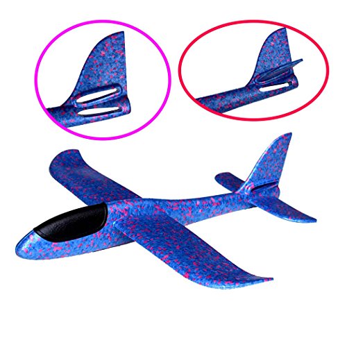 Throwing Foam Airplane, 2 Flight Mode Hand Launch Glider Plane inertia aircraft (Big 18.9 inch) Blue Kids Ourdoor Sports Toy Gift