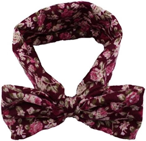 HN Baby Girl Elastic Bowknot Headband Hair Band Bohemia Headdress (Watermelon Red)