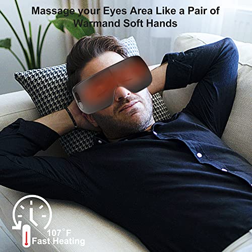 Kyltoor Eye Massager with Heat, Smart Eye Massager for Migraines with Bluetooth Music Foldable Heated Eye Massager 6 Modes for Dry Eyes Migraines Dark Circles Puffiness Improve Sleep