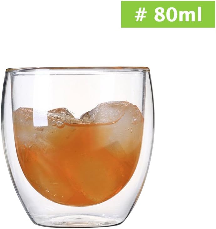 OYJJ Double Wall Insulated Glass Cup,Double Wall Coffee Mugs Glass Cup Container Beer Glassware Glass