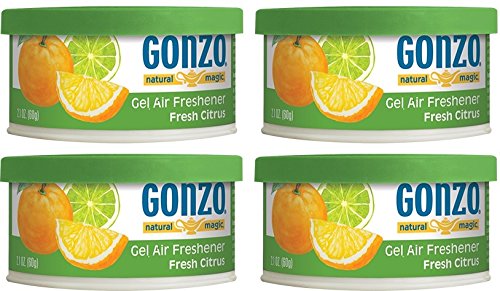 Gonzo Natural Magic Air Freshener Tin - 4 Pack - Citrus - Natural - Small Area - Home Car and Closet Air Freshener Odor Eliminator and Absorber