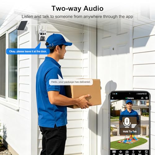 8MP 6K Triple Lens Solar Security Camera Outdoor, 5GHz/2.4GHz WiFi Wireless PTZ Camera, Color Night Vision, Auto Human Tracking, Two-Way Audio,IP66 Weatherproof Home Surveillance Cam