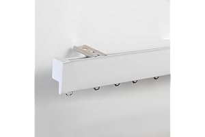 Hidden Ceiling Curtain Tracks Heavy Duty Aluminum Wall Curtains Rail with Mounting Accessories for Bay Windows Balcony(White 