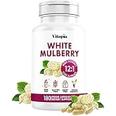 White Mulberry Leaf Extract 1000mg - 12:1 Morus Alba Extract - Antioxidant, Heart Health, Overall Metabolism Support - 180 Veggie Capsules - Non GMO, Gluten Free, Vegan Friendly Supplement