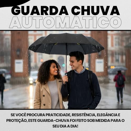 Guarda Chuva Automático Reforçado com Botão – Compacto, Antivento e com Proteção UV Blackout - Guarda Chuva Dobrável e Portátil, Ideal para Bolsa e Mochila - AmelShop