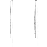 Ritach Silver Dangle Earrings for Women Long Silver Earrings Sparkly Dangle Drop Cubic Zirconia Jewelry for Gifts