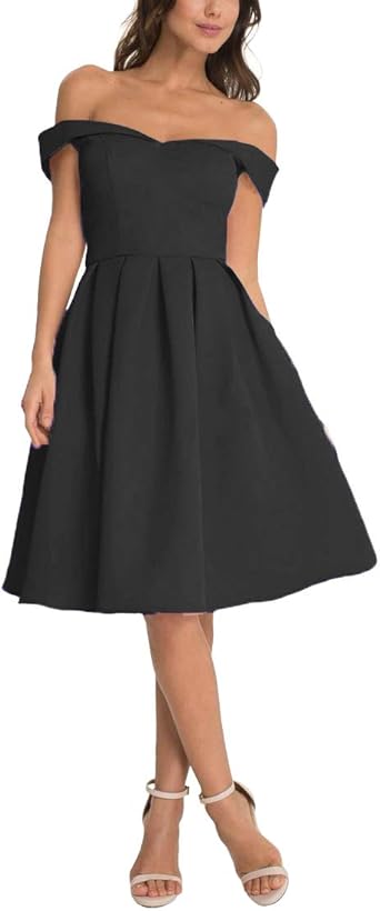 off shoulder midi cocktail dress