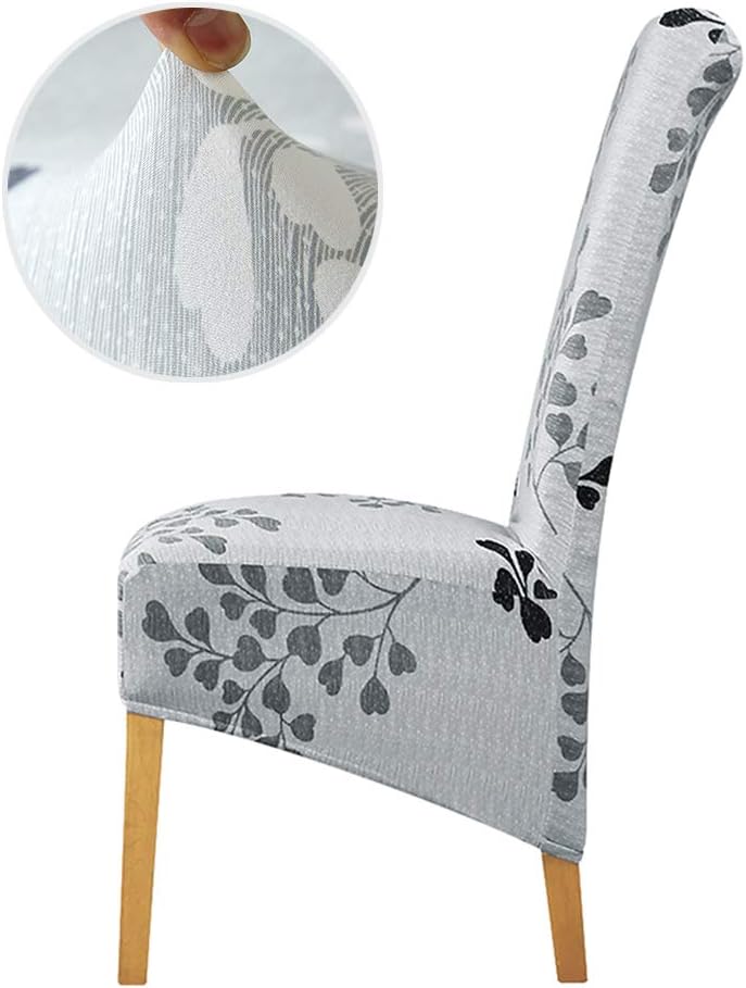 Leorate Ginkgo Leaf Print High Back Dining Chair Covers Set of 4 - Image 3