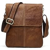 Mens Cowihde Leather Casual Satchel Shoulder Bag Retro Crossbody Shoulder Bag purse (Brown)