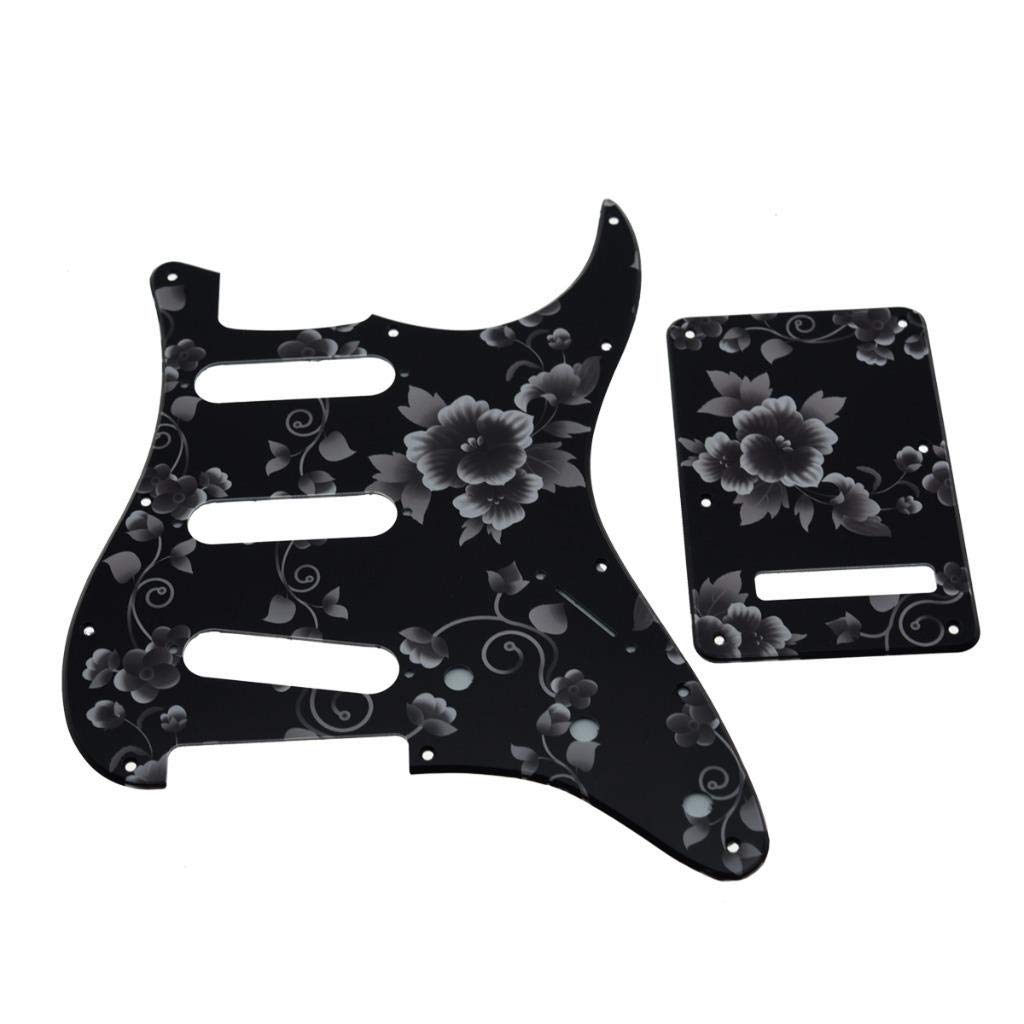 Dopro 11 Hole Strat SSS 3D Printed plastic pickguard ST Back Plate Trem Cover for USA/Mexican FD Strat Flower Pattern