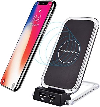 Wireless Charger Stand, Ucharge Fast Charging Pad with 2 USB Output for Samsung Galaxy Note 5/8/S8/S8 Plus/S7, iPhone X/8/8 Plus and Other Qi-marked Devices (NO AC Adapter)--Black