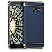 kwmobile Case Compatible with Samsung Galaxy A3 (2017) - Shockproof Hard Back Cover with Chrome Frame - Dark Blue