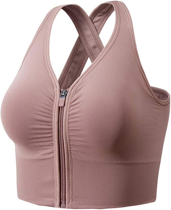Leeharu Sportunterwäsche mit Reißverschluss vorne für Frauen, stoßfest