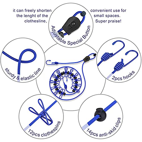 HSNNXY Portable Travel Clothesline, Adjustable Windproof Camping