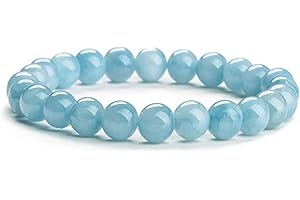 Natural Gemstones Purification Bracelets,8 mm Healing Crystal Healing Stone Bracelet,Stress Relief Anxiety Yoga Bracelet (Aqu