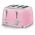 Smeg 50's Style Retro Aesthetic 4 Slice Toaster 6 Presets Extra Wide Slots Pink TSF03PKUS