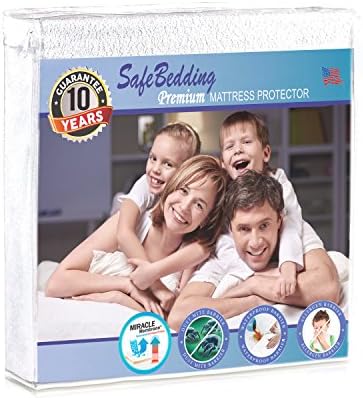 Queen Mattress Protector Waterproof, Hypoallergenic Topper Protector Cover, Dustmite Protect Pad - Premium Cotton Terry Topper Cover, Vinyl Free Mattress Pad Cover 10 years Warranty by SafeBedding