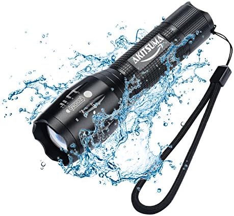 AKITSUMA Cree Band Memory function LED Tactical Flashlight 1000 Lumens XML-T6 Handhold,Zoomable,Super Bright 5 Modes,Waterproof,Light for Best Outdoor,Camping,Emergency rechargeable led AAA flashlight