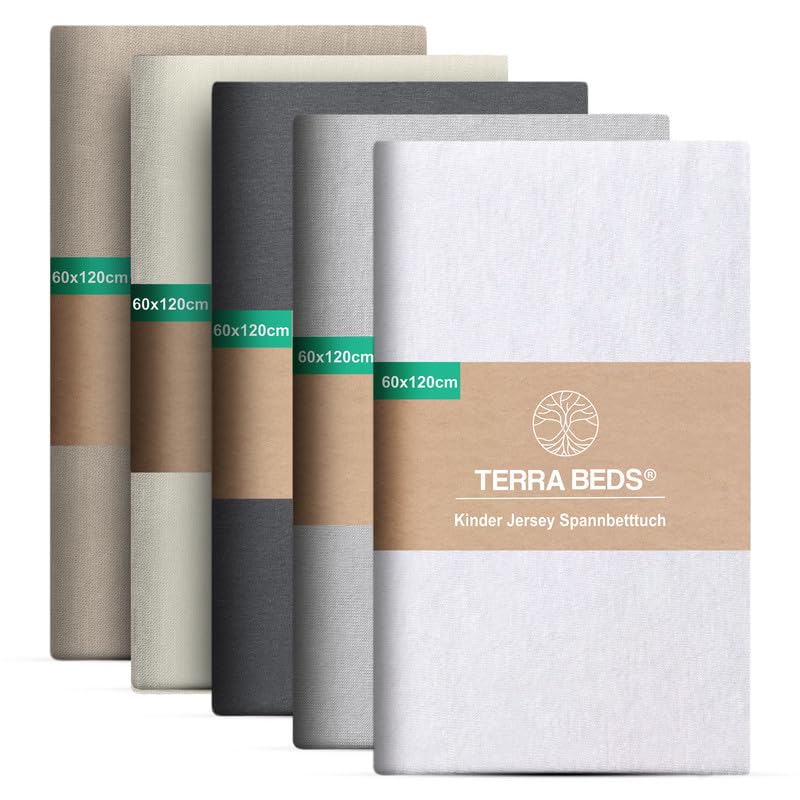 Terra Beds Premium Fitted Sheet 60 x 120 cm - 160 g/m² - 100% Oeko-Tex Cotton Jersey Children's Fitted Sheet - Available in Charcoal Grey
