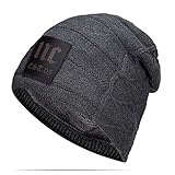 Stylish Unisex Baggy Beanie Slouchy Crease Knit Beanie Baggy Skull Cap Hat (Gray)