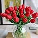 SHINE-CO LIGHTING Artificial Tulips 10Pcs Real Touch Fake Tulips PU Flower Arrangement Bouquets for Home Party Decoration (Red)