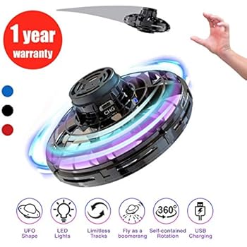 2020 FlyNova Flying Toy, Hand Operated Drones for Kids and Adults -UF0 Drone Flying Toy Hand Controlled, with 360° Rotating and Shinning LED Lights - Black