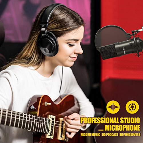 USB Micrófono de Condensador,Microfono para Micro Pc,Microphone con Soporte Microfono,Microfono Profesional, Microfonos para Grabar Brazo Microfono